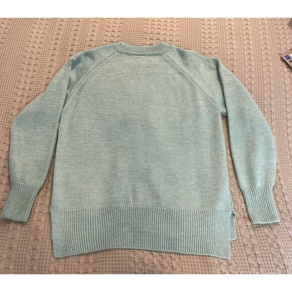 St John’s Bay Sweater Crewneck Cable Knit Size XL Mint Green Silver Sparkle - Picture 6 of 9